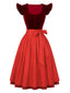 Rotes 50er Oktoberfest-Dirndl-Set mit Polka-Dot-Kleid und Schürze