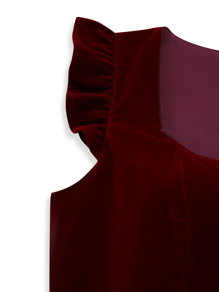 Rotes 50er Oktoberfest-Dirndl-Set mit Polka-Dot-Kleid und Schürze
