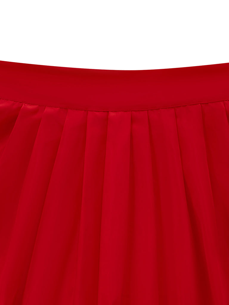 Rotes 50er Oktoberfest-Dirndl-Set mit Polka-Dot-Kleid und Schürze