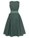 Grünes 50er Oktoberfest-Dirndl-Set mit Blumenmuster und Schürze