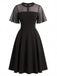 50er Netz-Swingkleid mit Flatterärmel und transparent