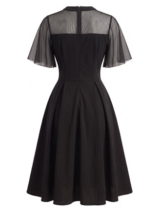 50er Netz-Swingkleid mit Flatterärmel und transparent