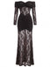 30er schulterfreies Maxikleid mit Raffung und Spitze