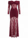 30er schulterfreies Maxikleid mit Raffung und Spitze