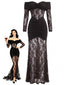 30er Spitzen-Maxikleid mit Carmen-Ausschnitt und Raffung