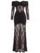 30er Spitzen-Maxikleid mit Carmen-Ausschnitt und Raffung