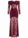 30er Spitzen-Maxikleid mit Carmen-Ausschnitt und Raffung