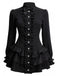 Schwarzes 60er Minikleid mit Stehkragen und Stufenrüschen
