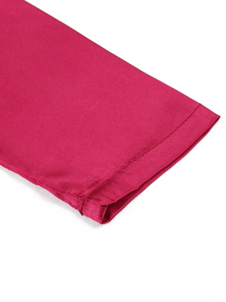 Rotes 40er Korsett-Midikleid mit eckigem Ausschnitt und Puffärmeln