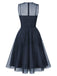 50er Netz-Ärmelloses Kleid mit Bindeband und Keyhole