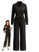 30er Knopf-Jumpsuit mit Reverskragen und weitem Bein