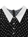 Schwarzes 50er Polka-Dot-Kleid mit Chelsea-Kragen und Langarm