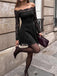 Schwarzes 50er Carmenkleid mit floraler Spitze