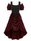 Weinrotes 80er viktorianisches Gothic-Kleid mit Schnürung