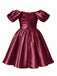 Blaues 50er Satin-Minikleid mit Puffärmel und Prinzessin