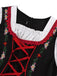 Rotes 50er Oktoberfest-Dirndl-Set mit Blumenstickerei und Schürze