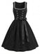 Schwarzes 50er Kleid mit Eckiger Ausschnitt und Blumen