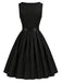 Schwarzes 50er Kleid mit Eckiger Ausschnitt und Blumen