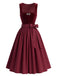 Burgunderrotes 50er Oktoberfest-Dirndl-Set mit Samtkleid und Schürze