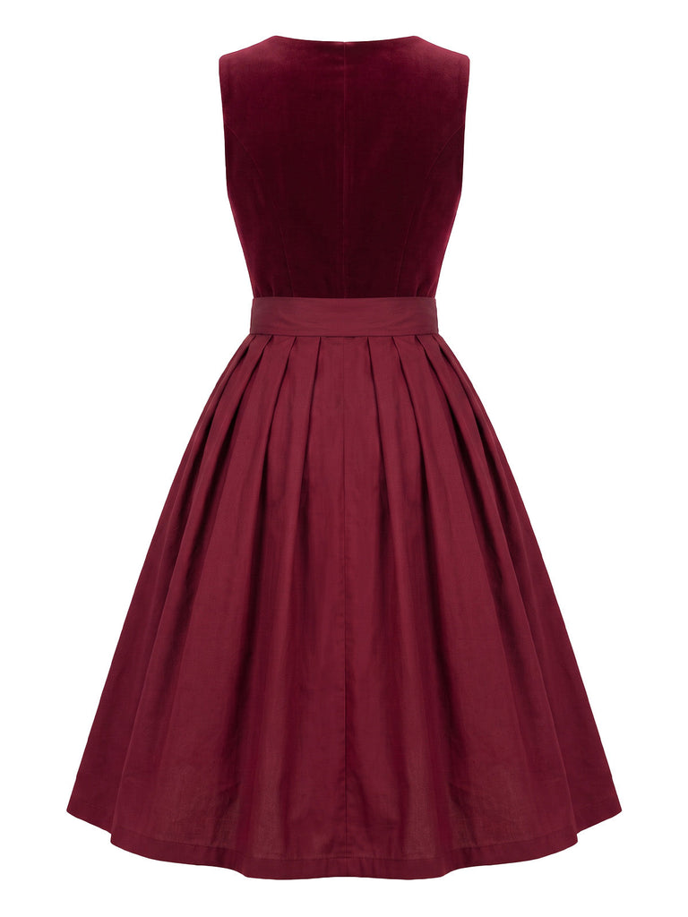 Weißes & Weinrotes Oktoberfest Dirndl-Set mit Spitze und Schürze