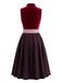 Burgunderrotes 50er Kleid mit Herzausschnitt und Samt