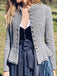 Graue 50er Oktoberfest-Jacke mit Stehkragen, Wollstoff-Optik und Rüschensaum