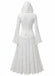 Schwarzes 80er Gothic Kapuzen-Maxikleid mit Spitze und Glockenärmeln