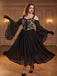 [Übergröße] 80er Cold-Shoulder Netzkleid mit Blumen und Glockenärmel