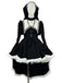 Schwarzes 80er Halloween Kleid mit Schleife und Spitze