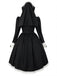 Schwarzes 80er Halloween Kleid mit Schleife und Spitze