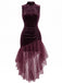 30er Samt-Maxikleid mit asymmetrischem Tüll und Raffung