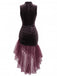 30er Samt-Maxikleid mit asymmetrischem Tüll und Raffung