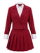 Rotes 60er Blazer- & Plisseerock-Set mit Kontrastkragen