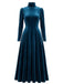 40er Langarm-Samtkleid mit Rollkragen