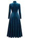 40er Langarm-Samtkleid mit Rollkragen