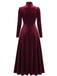 40er Langarm-Samtkleid mit Rollkragen