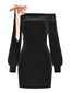 Schwarzes 60er Kleid mit Schulterschleife und betonter Taille