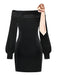 Schwarzes 60er Kleid mit Schulterschleife und betonter Taille