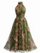 40er Maxikleid mit Neckholder und Blumen