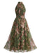 40er Maxikleid mit Neckholder und Blumen