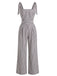 Grauer 40er Streifen-Jumpsuit mit Bindeträgern und weitem Bein