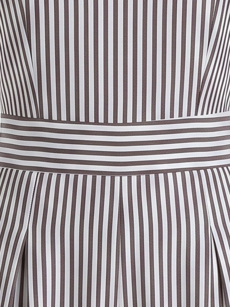 Grauer 40er Streifen-Jumpsuit mit Bindeträgern und weitem Bein