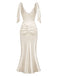 Champagnerfarbenes 30er Satin-Nachtkleid mit Spitze und Korsett-Taille