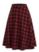 Schwarz-rotes 50er Karo-Blazer & Rock-Set mit Gürtel
