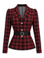 [Vorverkauf] 50er Karo-Blazer mit Reverskragen und Gürtel
