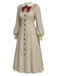 Beige 40er Kleid mit Peter-Pan-Kragen und Schleife