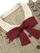 Beige 40er Kleid mit Peter-Pan-Kragen und Schleife