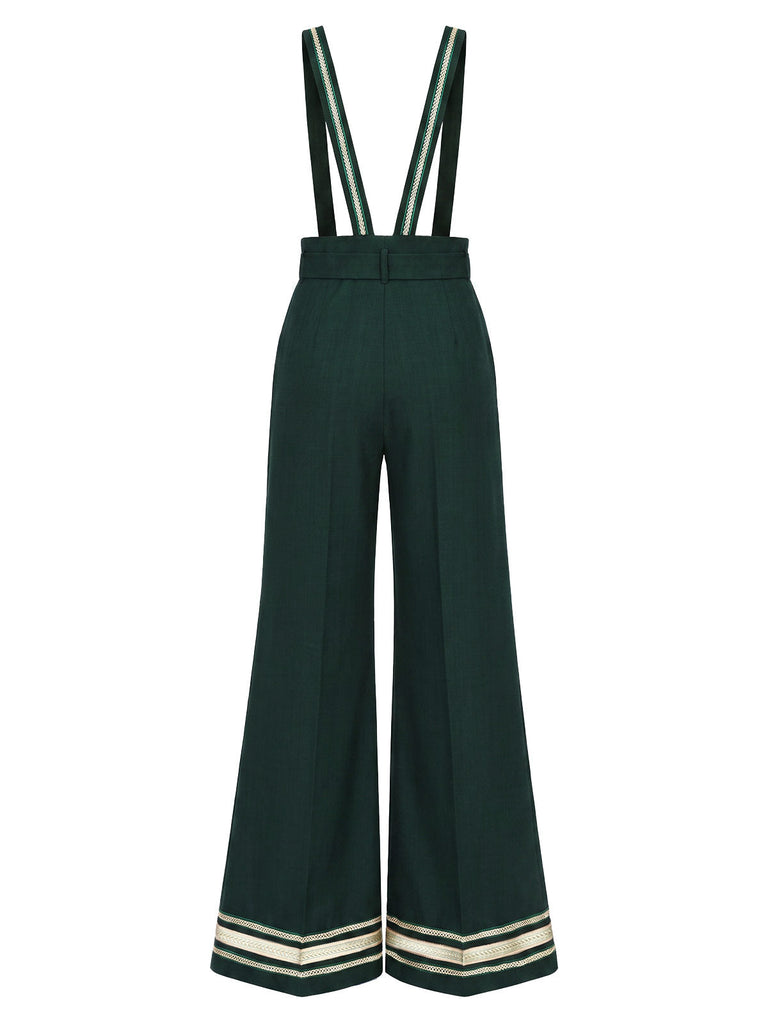 70er Bluse mit Ballonärmeln & Latzhose mit Bortenbesatz