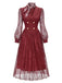 70er Spitzenkleid mit Doppelknopfleiste und Schal