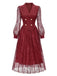 70er Spitzenkleid mit Doppelknopfleiste und Schal
